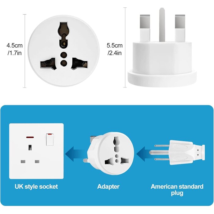 TYPE-G-1 - Ziissup UK Plug Adapter for Travel, Type G International Power Adapter for UK Hong Kong Ireland UAE