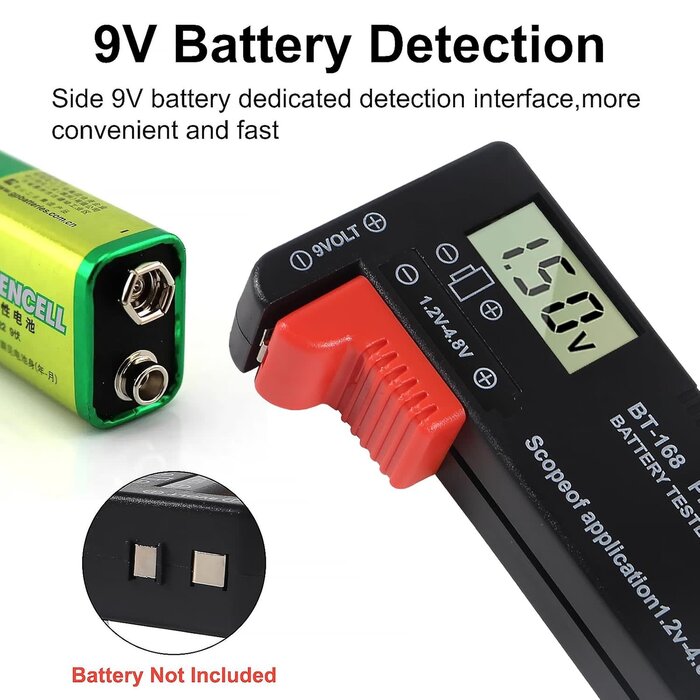 BT-168-PRO - AOICRIE Battery Tester, Digital LCD Universal Battery Checker Small Battery Testers for AA AAA C D 9V 18650 Button Cell Household Batteries Model BT-168 PRO Battery Checker Tester