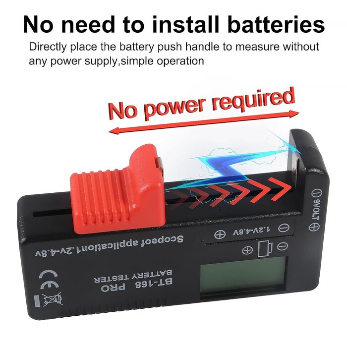 BT-168-PRO - AOICRIE Battery Tester, Digital LCD Universal Battery Checker Small Battery Testers for AA AAA C D 9V 18650 Button Cell Household Batteries Model BT-168 PRO Battery Checker Tester