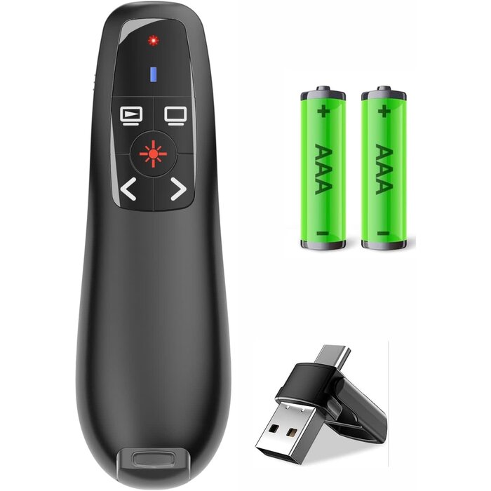 LBBYDDLL Presentation Clickers Wireless Presenter Remotes for PowerPoint, Powerpoint Clicker with Volume Control PowerPoint Slide Advancer for Mac, Receiver with Dual Functions,Computer, Lapto