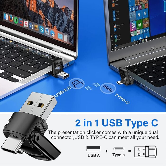 LBBYDDLL Presentation Clickers Wireless Presenter Remotes for PowerPoint, Powerpoint Clicker with Volume Control PowerPoint Slide Advancer for Mac, Receiver with Dual Functions,Computer, Lapto