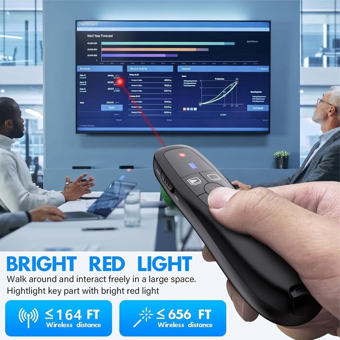 LBBYDDLL Presentation Clickers Wireless Presenter Remotes for PowerPoint, Powerpoint Clicker with Volume Control PowerPoint Slide Advancer for Mac, Receiver with Dual Functions,Computer, Lapto