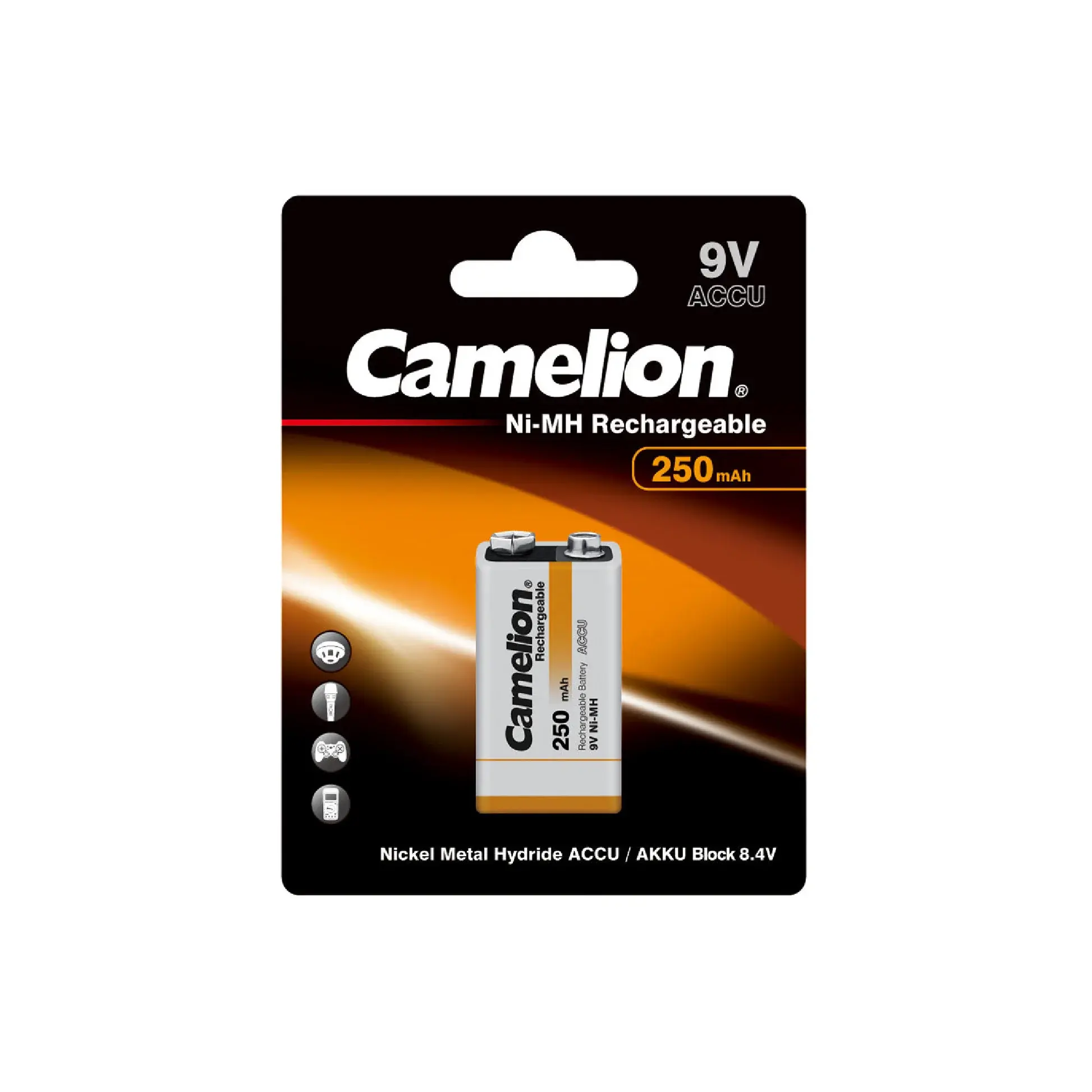 Camelion NH-9V250-BP1 - Camelion 9V Ni-Mh 250mAh Rechargeable Battery Blister 1Pk