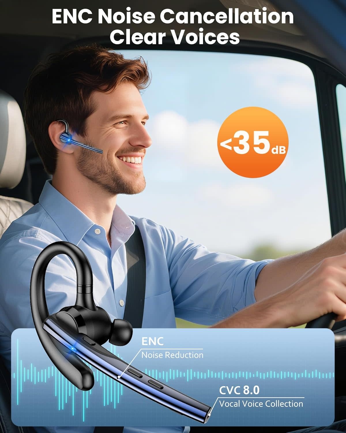 In-Ear Wireless Bluetooth® Single-Ear Mono Headset with Microphone