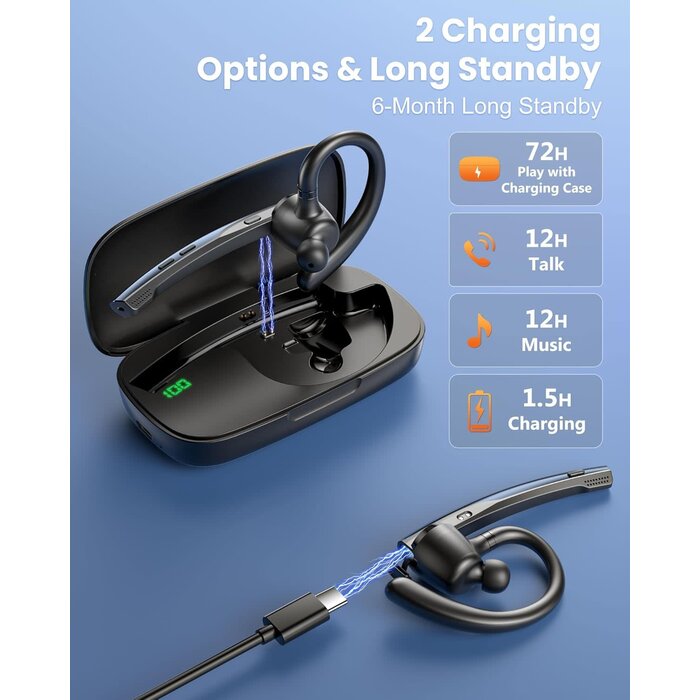 In-Ear Wireless Bluetooth® Single-Ear Mono Headset with Microphone