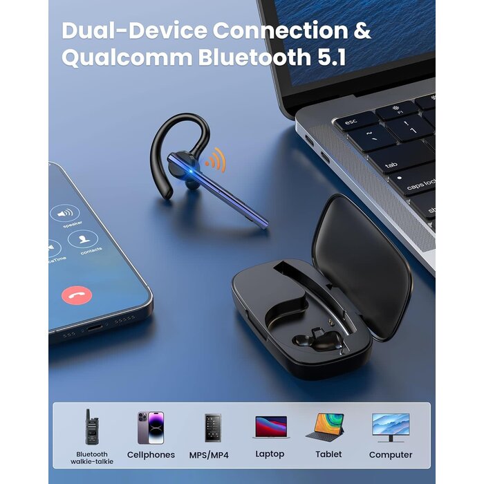 In-Ear Wireless Bluetooth® Single-Ear Mono Headset with Microphone