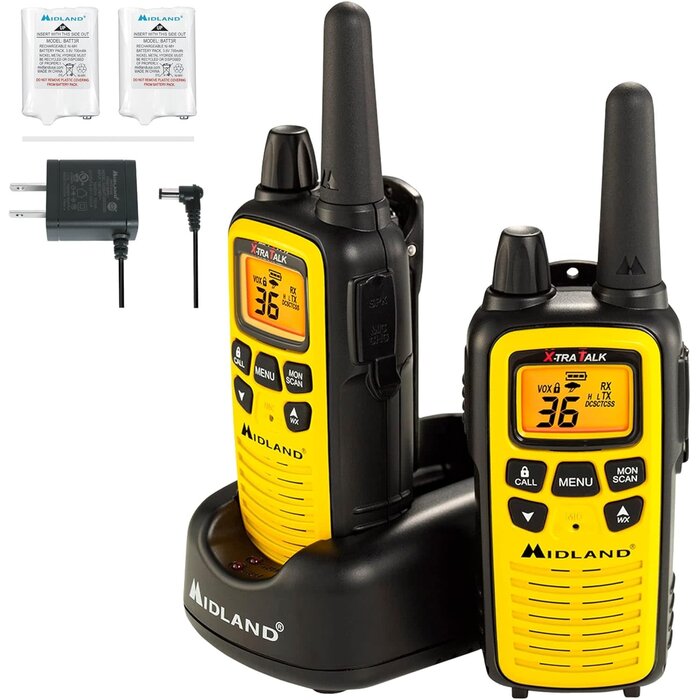 LXT600VP3 - Midland 36 Channel FRS Two-Way Radio - Up to 30 Mile Range Walkie Talkie, 121 Privacy Codes, NOAA Weather Scan + Alert