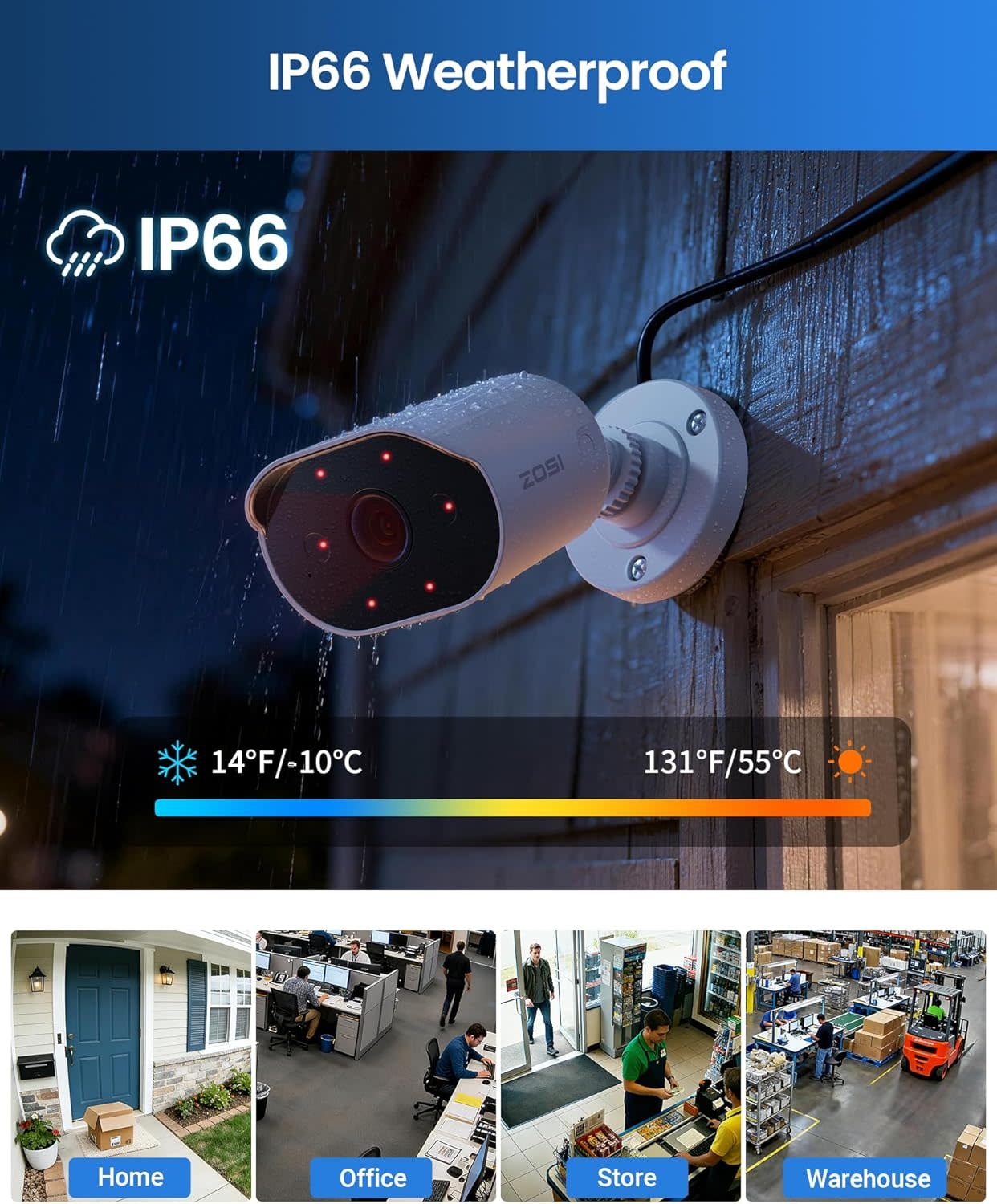 82U05-3032W4-US-V1 - ZOSI 8CH Home Security Camera System with Audio, AI Human Vehicle Detection, 4pcs 1080p Wired Cameras Outdoor Indoor, Night Vision, No Monthly Fees, H.265+ 8 Channel DVR with 500GB HDD for 24/7 Recording