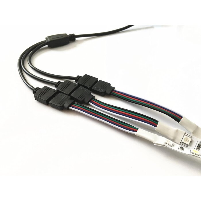RGBW-SPLTR - HUALAND Black 1 to 3 Splitter Cable Connection Cable 5 Pin Splitter Cable LED Strip Connector 3 Way Splitter Y Splitter for One to Two 5050 3528 RGBW LED Light Strip
