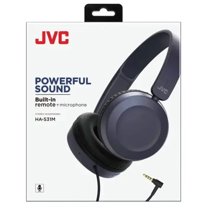 JVCHAS31MA - JVC® On-Ear Wired Headphones with Microphone  and 3.5mm Connection (Blue)