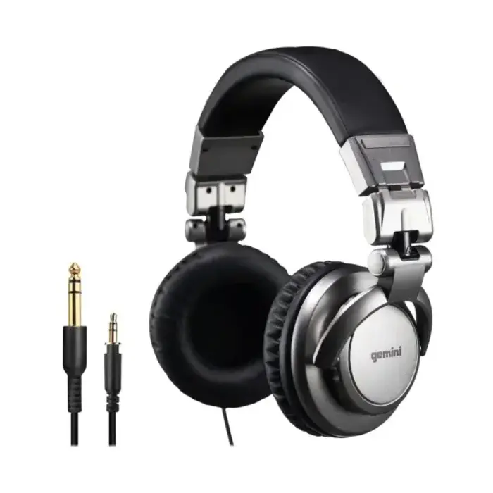 GCIDJX500 - Gemini® Over-the-Ear Professional DJ Headphones, 1/4in & 3.5mm Connection, Silver and Black, DJX-500
