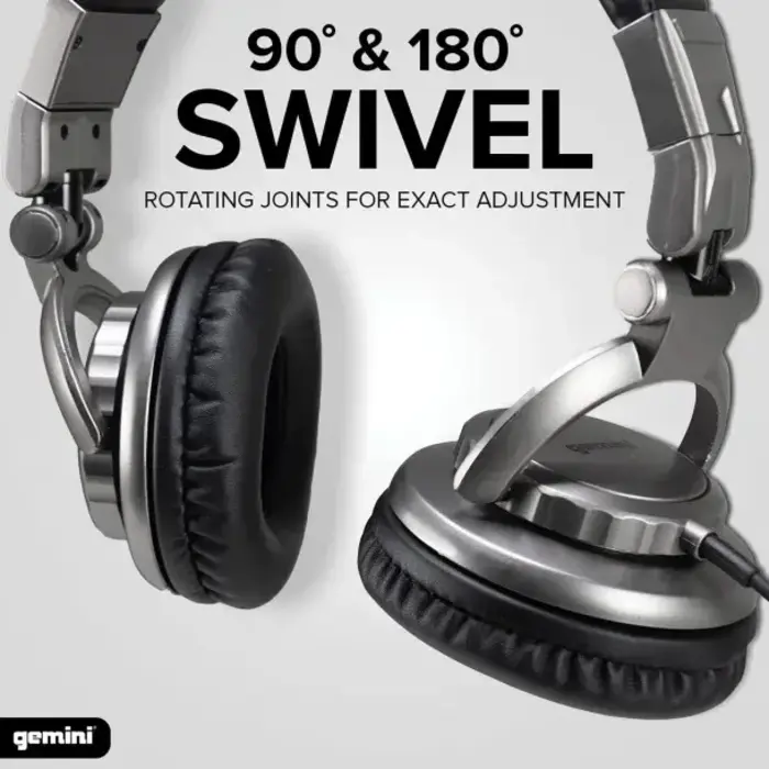 GCIDJX500 - Gemini® Over-the-Ear Professional DJ Headphones, 1/4in & 3.5mm Connection, Silver and Black, DJX-500
