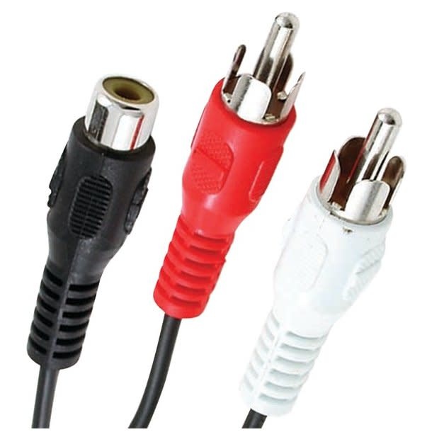 TRPP31606N - Female 3.5mm Stereo to 2 Male RCAs Y-Splitter Cable, 6"