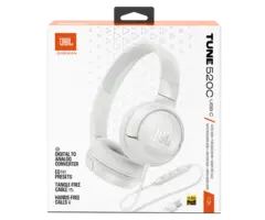 JBL JBLT520CWHTAM - JBL - Tune 520C On Ear Wired Headphones - White