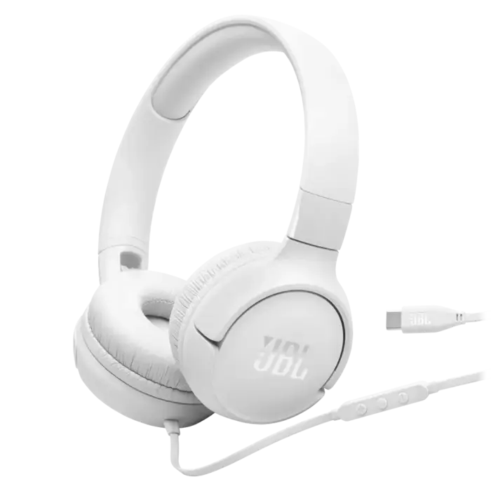 JBL JBLT520CWHTAM - JBL - Tune 520C On Ear Wired Headphones - White