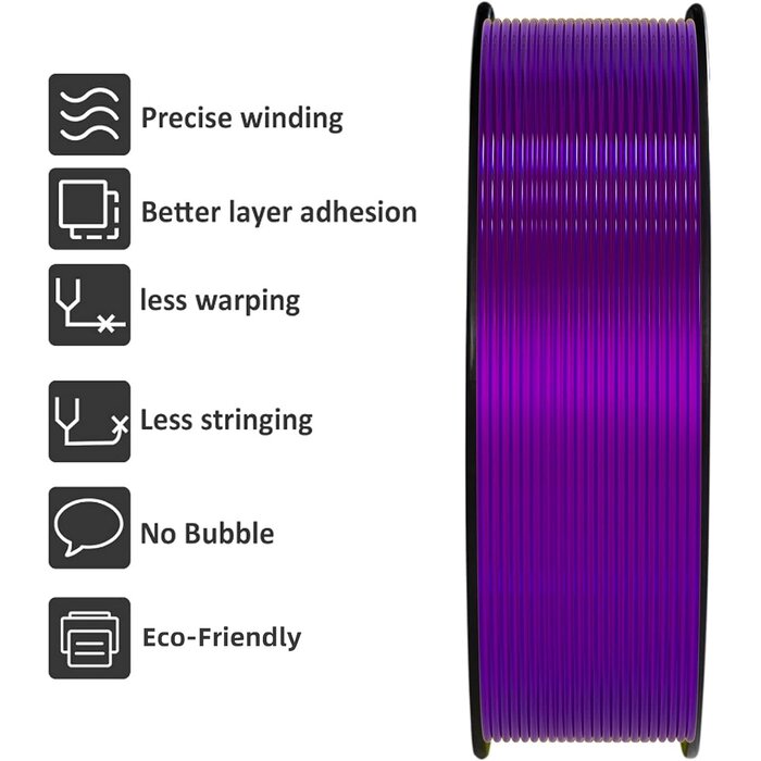 TPU-PRPL - Geeetech Clear Purple TPU Filament 1.75mm, Shore 95A Flexible 3D Printer Filament with High Elasticity, 1KG (2.2lbs) Spool, Dimensional Accuracy ±0.03mm, Fits Most FDM Printers