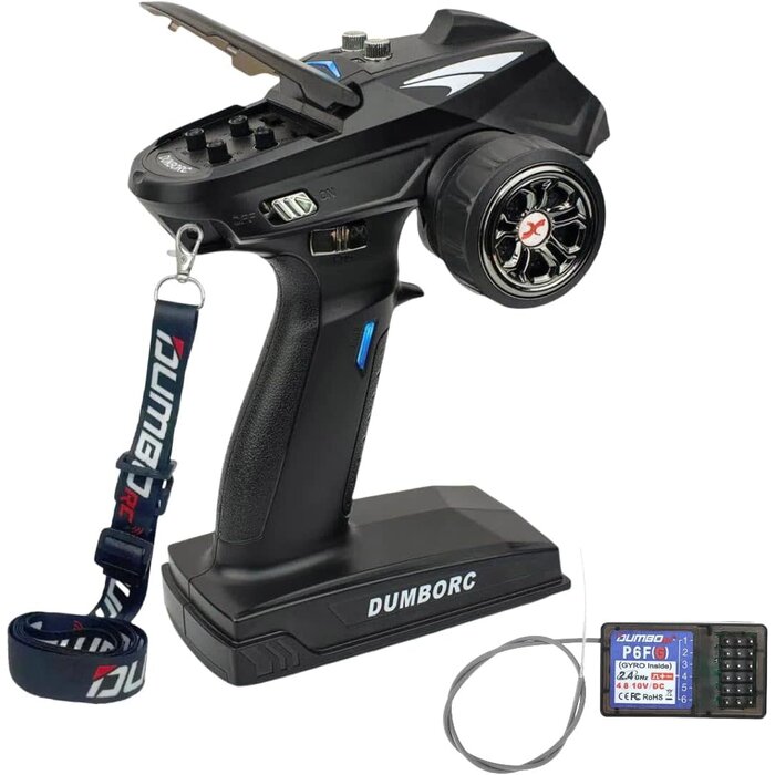 DumboRC DUMBORC-X6 - DUMBORC X6 6 Channel Rc Transmitter and Receiver P6FG Built-in Gyro Mixed Mode Out of Control Protection RC Controller for Remote Car/Boat/Tank