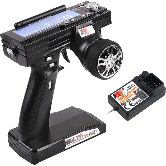 FS-GT3B - Flysky FS-GT3B Rc Transmitter & FS-GR3E Receiver, 2.4Ghz 3 Channel Rc Car Remote Controller and Receiver