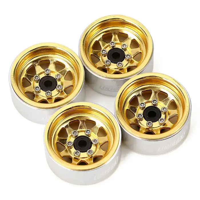 INJORA YQW-1004YE - INJORA Yellow 1.0" Stamped Steel -3.78mm Offset Wheels for Micro Crawlers (W1004)