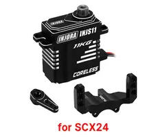 INJORA INJS11-24BK - Sale INJORA 11KG Coreless High Torque Micro Servo with Tray & Black Horn for 1/24 SCX24 AX24