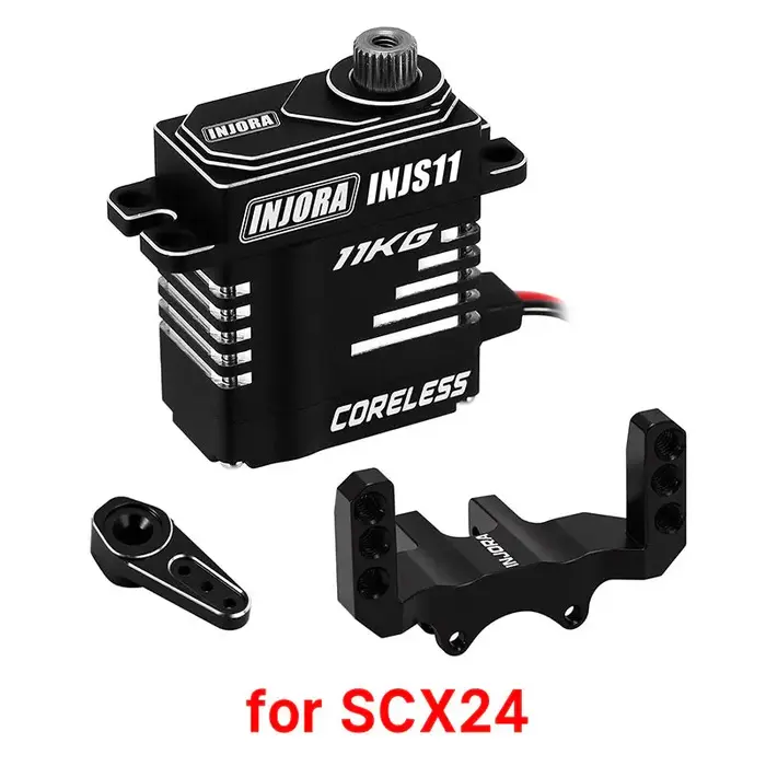 INJORA INJS11-24BK - Sale INJORA 11KG Coreless High Torque Micro Servo with Tray & Black Horn for 1/24 SCX24 AX24