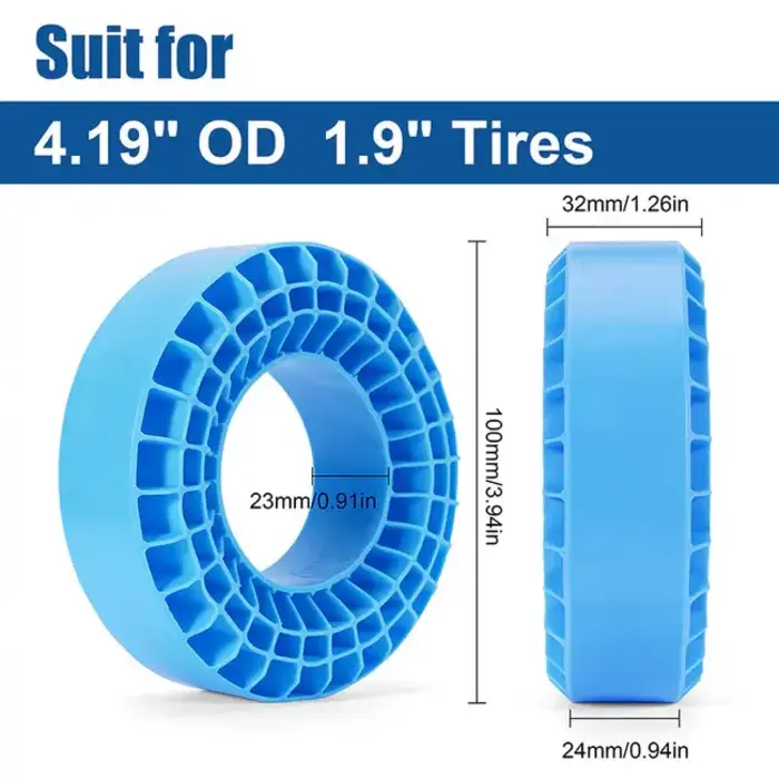 INJORA DGT-1907BL - INJORA 4pcs Blue (Soft) Silicone Rubber Inserts for 1.9" 108-110mm(4.35" OD) Tires (1907) 1/10 Scale