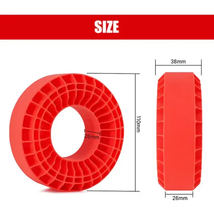INJORA DGT-1906RD - INJORA 4pcs Red (Hard) Silicone Rubber Inserts for 1.9" 118-122mm (4.75" OD) Tires (1906)
