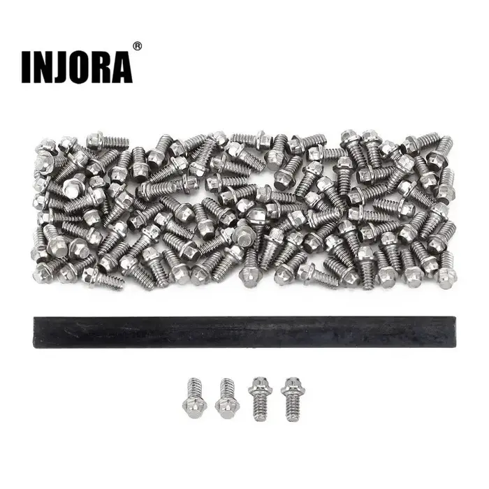 INJORA YQ-WH-14 - INJORA 100Pcs M1.4x3.3mm Hex Flange Bolts Hex Head Screws for INJORA 1.0" Wheels