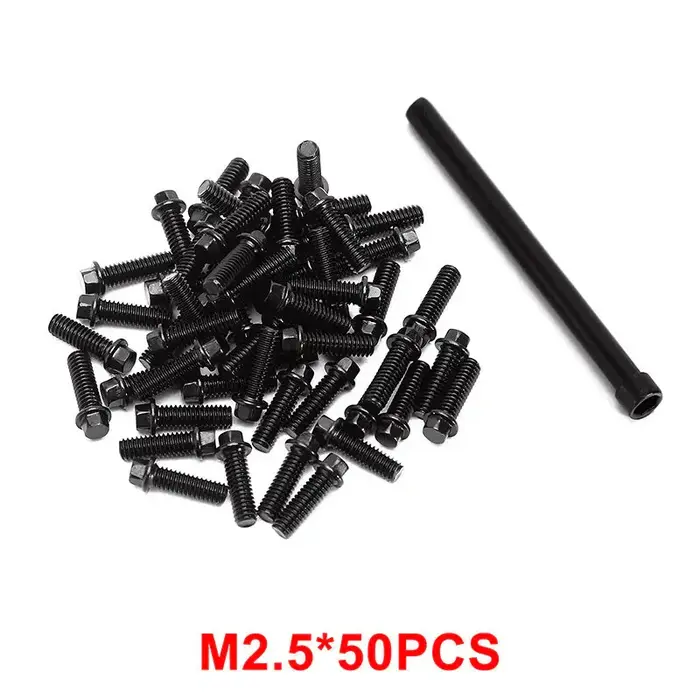 INJORA WH-19-50M2.5 - INJORA 50pcs M2.5 Black Steel Screws for INJORA 1.9" 2.2" Beadlock Wheel Rims