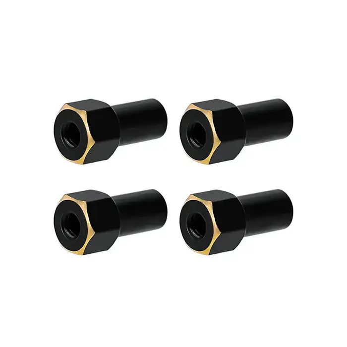 INJORA SCX24-129-4 - INJORA 4pcs Black M2 Brass Nuts for INJORA +5mm SCX24 Wheel Hex Extenders
