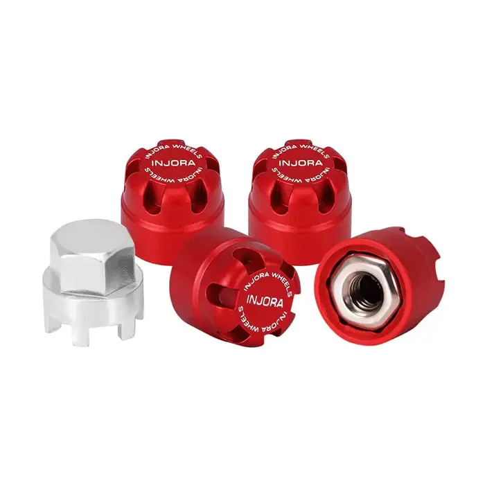 INJORA WH-28RD - INJORA Red M2.5 Wheel Lock Nuts with Aluminum Cap for 1/18 TRX4M Ascent-18
