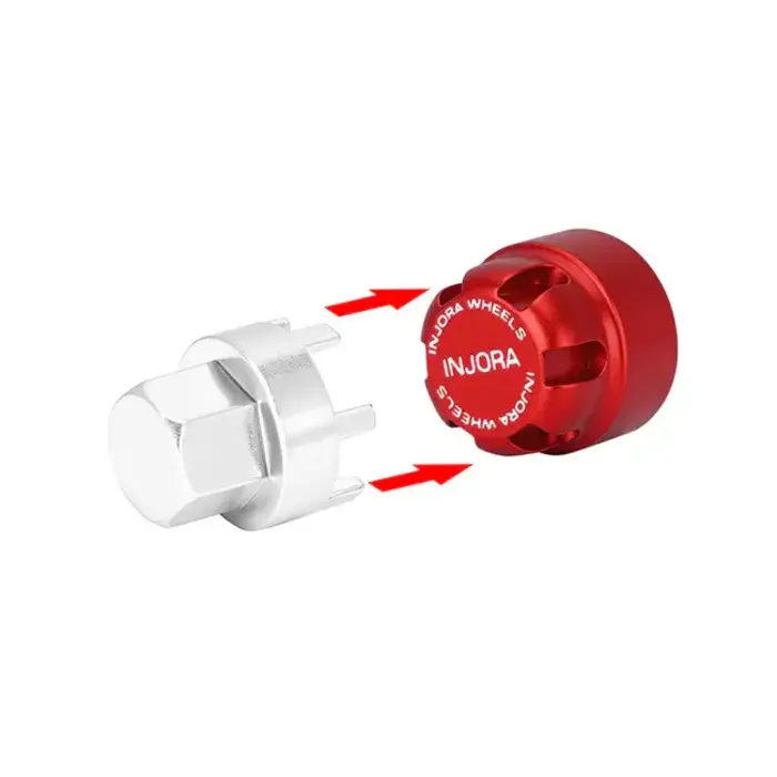 INJORA WH-27RD - INJORA Red M2 Wheel Lock Nuts with Aluminum Cap for 1/24 SCX24 AX24 FCX24M