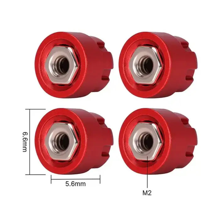 INJORA WH-27RD - INJORA Red M2 Wheel Lock Nuts with Aluminum Cap for 1/24 SCX24 AX24 FCX24M