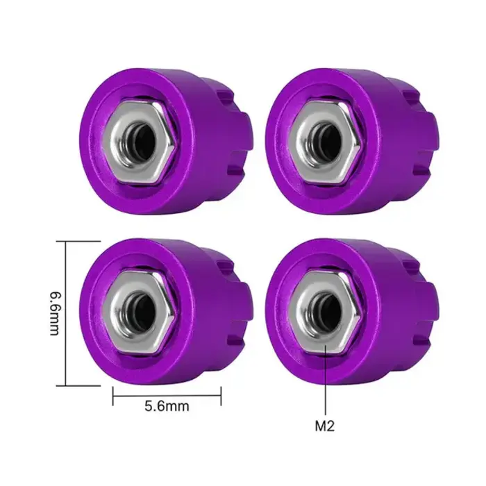 INJORA WH-27PU - INJORA Purple M2 Wheel Lock Nuts with Aluminum Cap for 1/24 SCX24 AX24 FCX24M