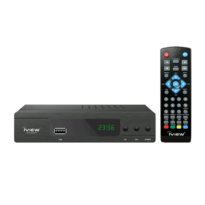 3300STB - iView ATSC Converter Box with Recording, Media Player, Built-in Digital Clock, Analog to Digital, QAM Tuner, HDMI, USB