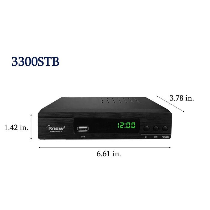 3300STB - iView ATSC Converter Box with Recording, Media Player, Built-in Digital Clock, Analog to Digital, QAM Tuner, HDMI, USB