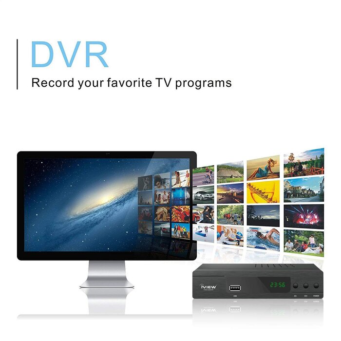 3300STB - iView ATSC Converter Box with Recording, Media Player, Built-in Digital Clock, Analog to Digital, QAM Tuner, HDMI, USB