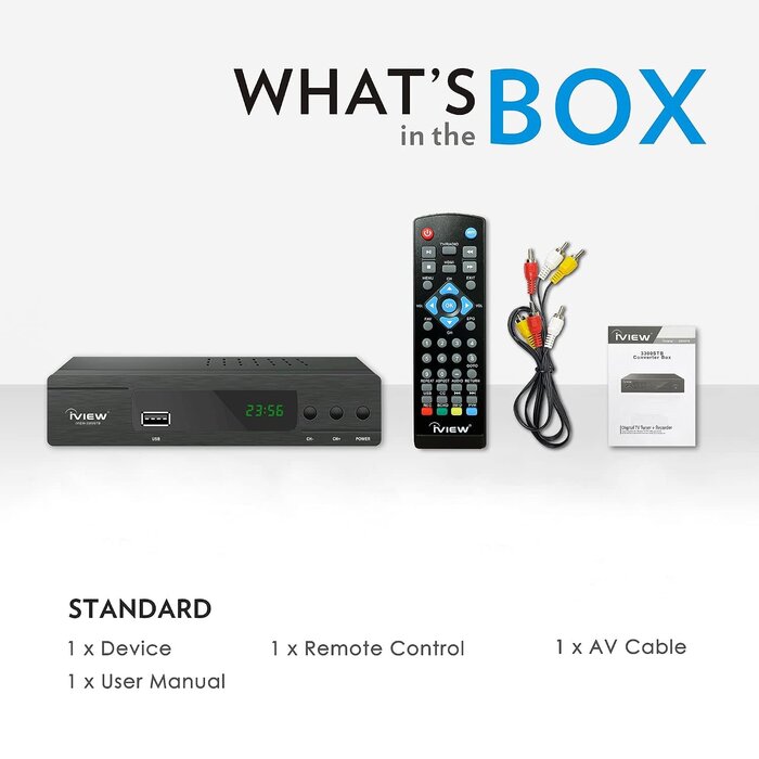 3300STB - iView ATSC Converter Box with Recording, Media Player, Built-in Digital Clock, Analog to Digital, QAM Tuner, HDMI, USB