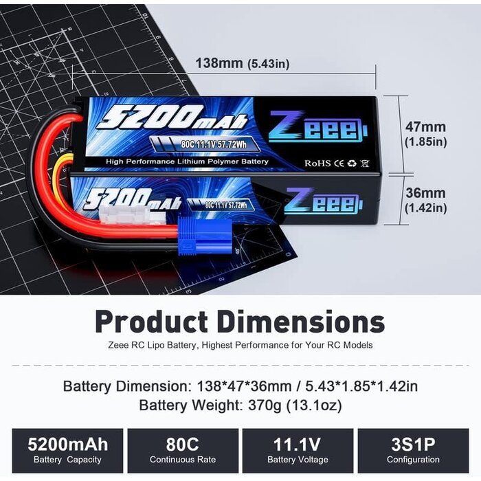 Dynamite Reaction 2 11.1V 5000 mah 3s 50C Lipo hrdcs ec5 Dynb5035h5