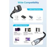 B083CC-3FT - SUNGUY 60W USB-C Right Angle Cable  - 3.3ft 60W Fast Charging USB C Cable Braided USB Type C Data Cable, 90 Degree C Port Charger Cord for iPhone 17/16/15 Pro Max, Tesla Model Y, MacBook, iPad, Samsung