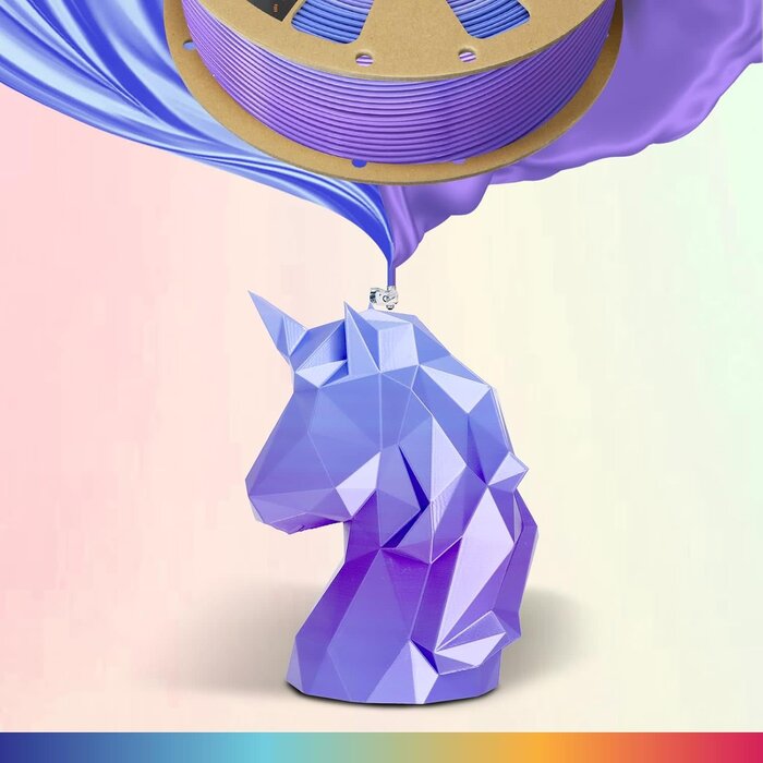 OVPLA-SLK-PRWNKL - OVERTURE Silk Periwinkle PLA Rainbow Filament 1.75mm, Bi-Color Shiny PLA Finish, Smooth & Glossy, 1kg Spool (2.2lbs), Ideal for Cosplay Jewelry & Home Decor
