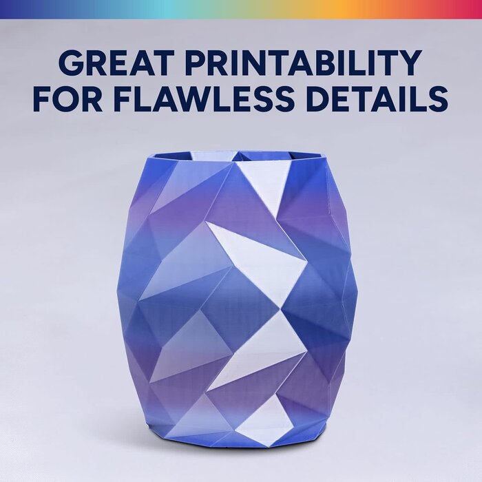 OVPLA-SLK-PRWNKL - OVERTURE Silk Periwinkle PLA Rainbow Filament 1.75mm, Bi-Color Shiny PLA Finish, Smooth & Glossy, 1kg Spool (2.2lbs), Ideal for Cosplay Jewelry & Home Decor