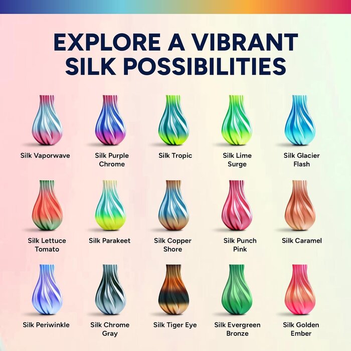 OVPLA-SLK-PRWNKL - OVERTURE Silk Periwinkle PLA Rainbow Filament 1.75mm, Bi-Color Shiny PLA Finish, Smooth & Glossy, 1kg Spool (2.2lbs), Ideal for Cosplay Jewelry & Home Decor