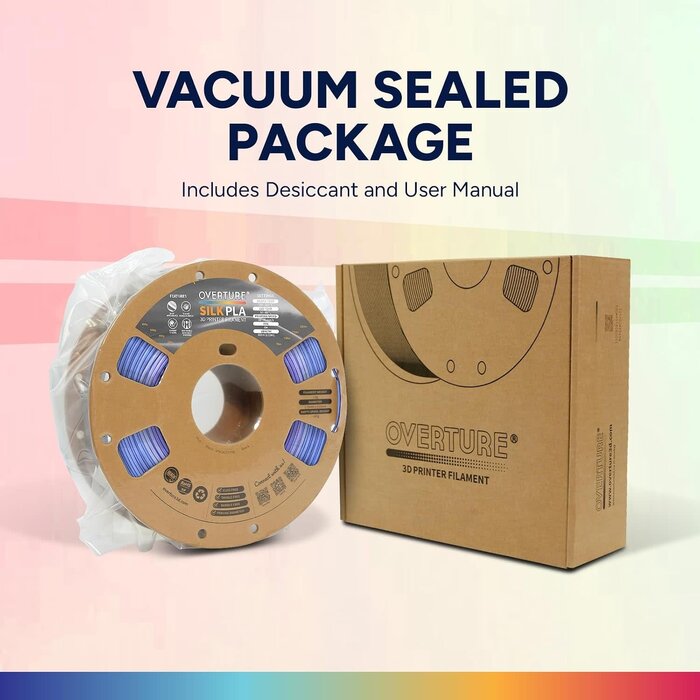 OVPLA-SLK-PRWNKL - OVERTURE Silk Periwinkle PLA Rainbow Filament 1.75mm, Bi-Color Shiny PLA Finish, Smooth & Glossy, 1kg Spool (2.2lbs), Ideal for Cosplay Jewelry & Home Decor