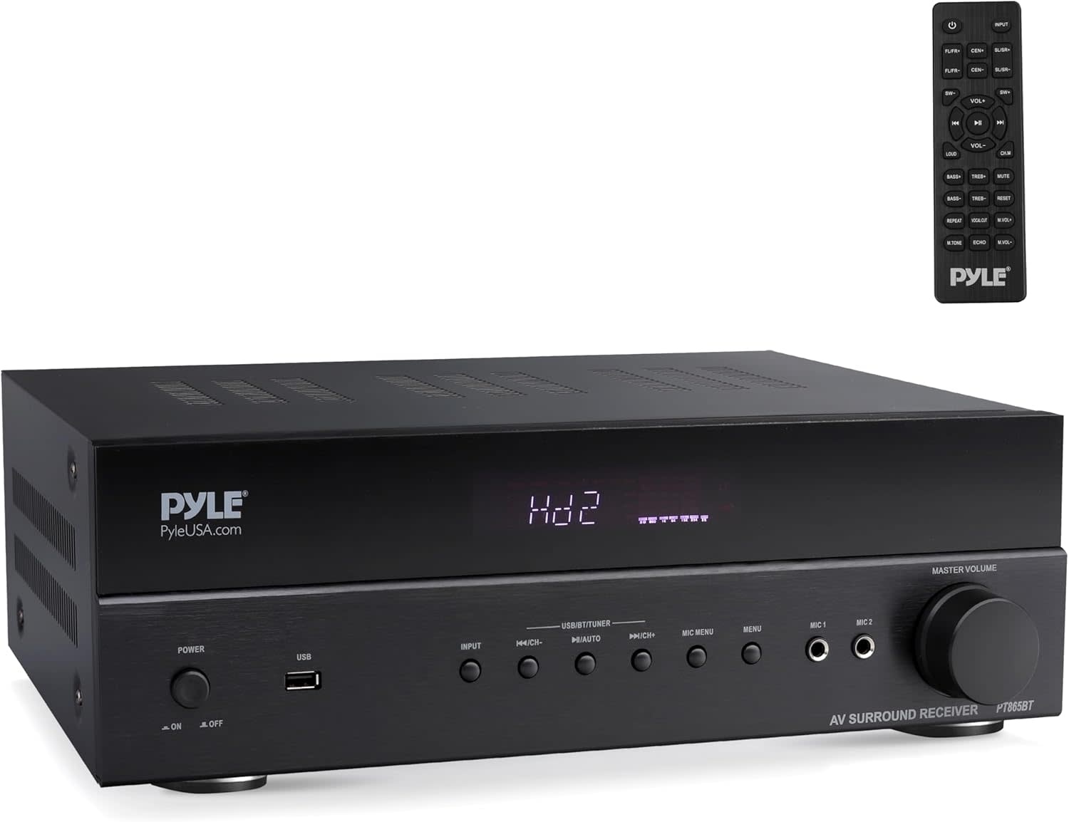 Pyle 5.2-Channel Hi-Fi Bluetooth Stereo Amplifier - 1000 Watt AV Home Speaker Subwoofer Sound Receiver with Radio, USB, RCA, HDMI, Mic In, Wireless Streaming, Supports 4K UHD TV, 3D, Blu-Ray - Pyle PT694BT