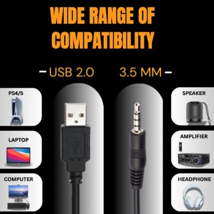 (3.3FT) USB to 3.5mm Jack Audio Adapter, Male AUX Audio Jack to USB 2.0 Male Charge Cable Adapter Cord for iPod Shuffle MP3 Player Headphones Speakers and Other Devices