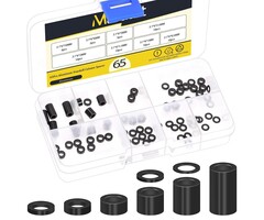 M1998 - Mardatt 65Pcs 8 Sizes Round Aluminum Spacer, 3.1x6mm(ID×OD) Black Aluminum Standoff Column Spacer, Length 0.5/1/1.5/2/2.5/3/6/10mm Thickness Aluminum Spacer for M3 Screws Bolts