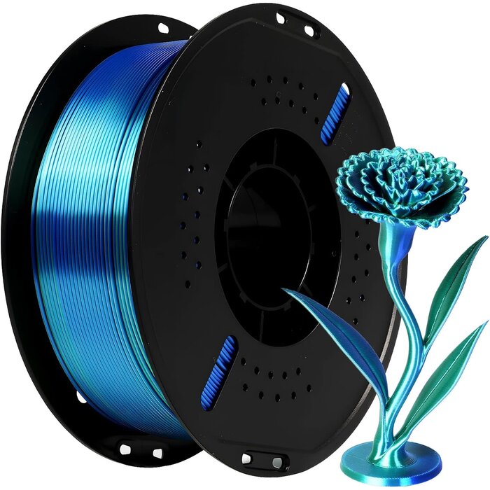 EPELAY-PLA-BLU-GRN - Epelay Deep Blue Green Dual Color PLA 3D Printer Filament 1.75mm, .25kg Spool, Galaxy Chameleon Color-Changing Filament, Light-Reactive Effect, Accuracy +/- 0.02 mm, Fits Most FDM Printers