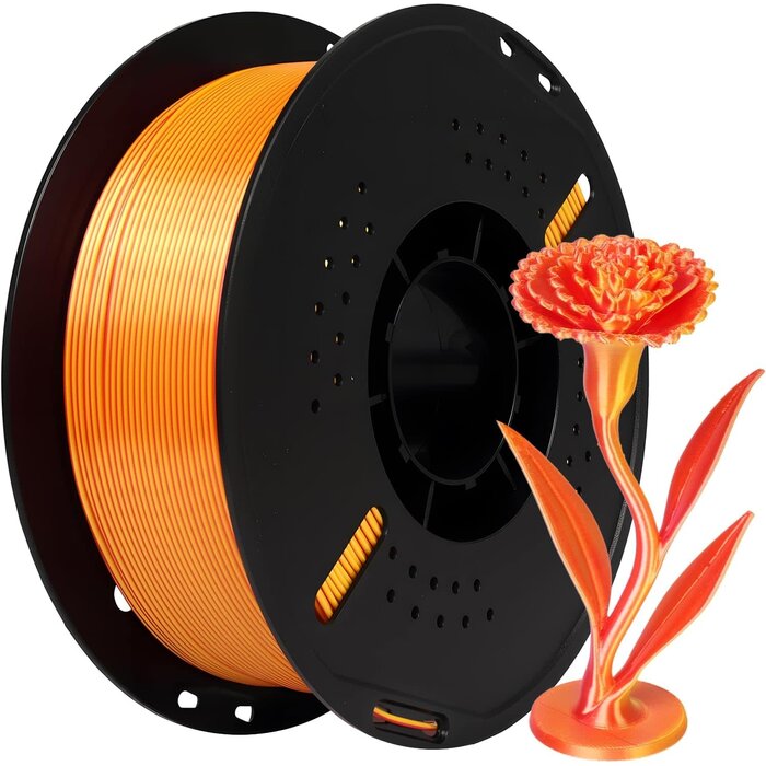 EPELAY-PLA-RED-GLD - Epelay Red Gold Dual Color PLA 3D Printer Filament 1.75mm, .25kg Spool, Galaxy Chameleon Color-Changing Filament, Light-Reactive Effect, Accuracy +/- 0.02 mm, Fits Most FDM Printers