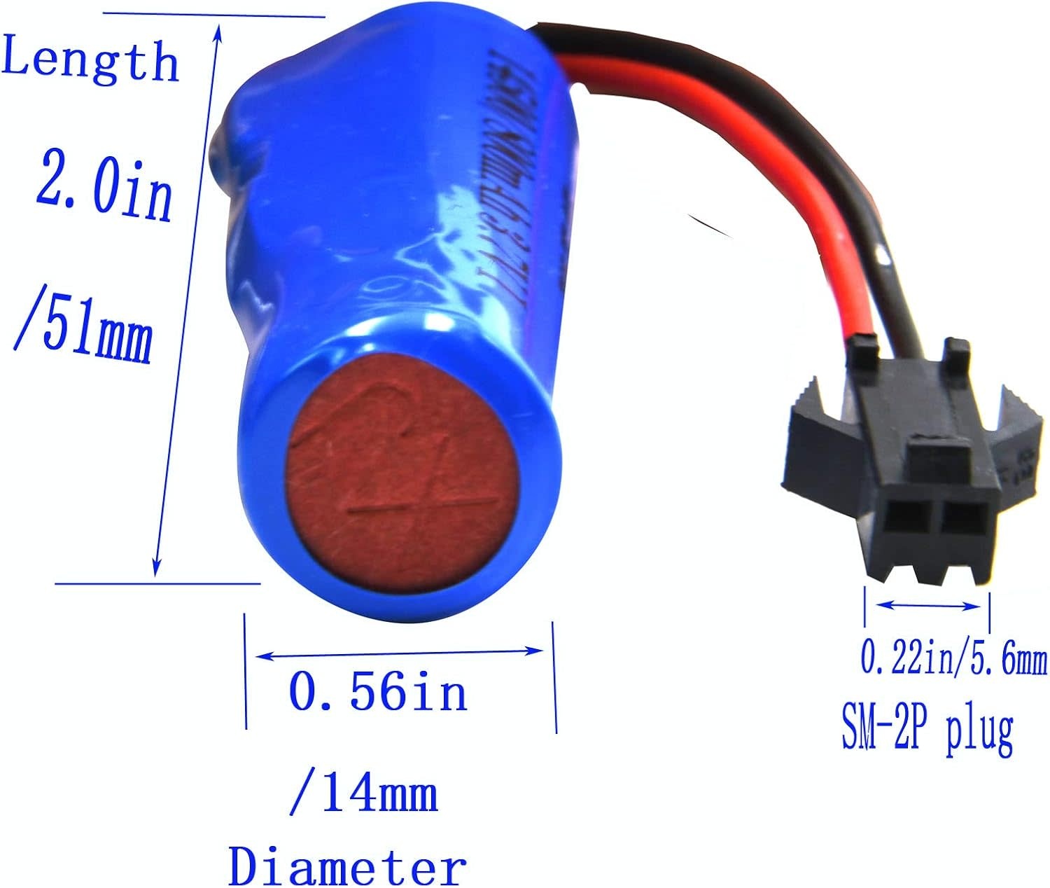 C63 - Blomiky 3.7V 14500/800mAh Li-ion Rechargeable Battery SM-2P Plug